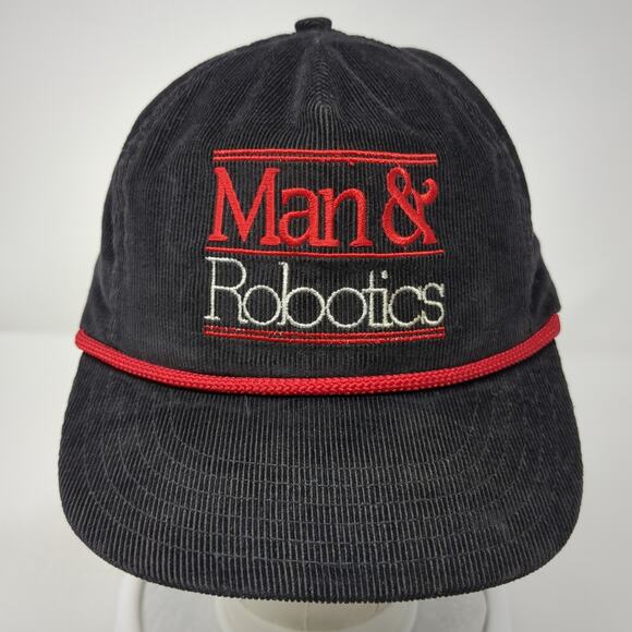 Man & Robotics Snapback 5 Panel Cap Black One Size Rope Eagle Ridge Vintage USA - Picture 2 of 9